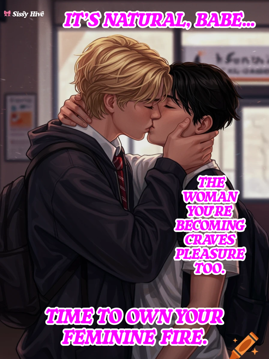 Sissy Kiss Captions 14